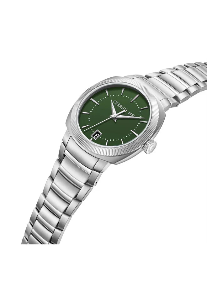 شيروتي 1881 Forli Green Dial Stainless Steel Bracelet Analog Watch for Men, 39mm